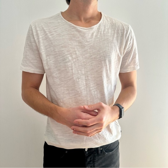 ONLY & SONS OFF WHITE ONSALBERT SLUB CREW NECK TEE - L - Picture 4 of 14